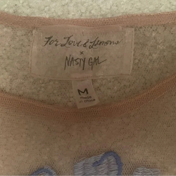 Nasty Gal x For Love & Lemons Tropicana Embroidered Mesh Sheer Mini Dress - Picture 6 of 16